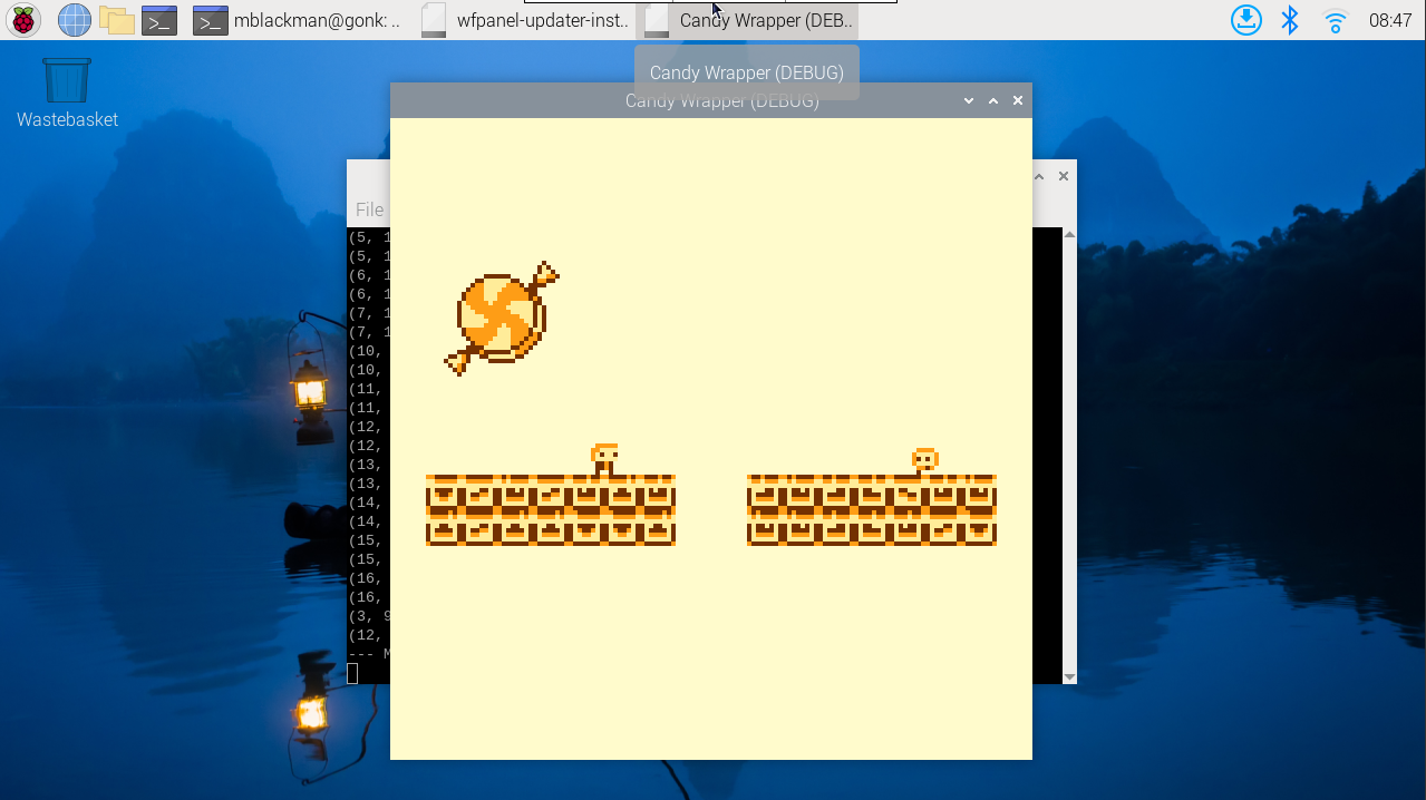 Candy Wrapper running on the Pi